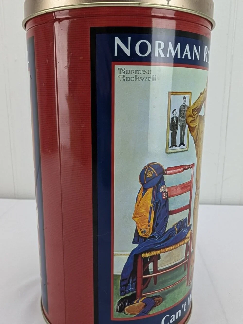Norman Rockwell Can't Wait Metal Popcorn Tin Canister 10